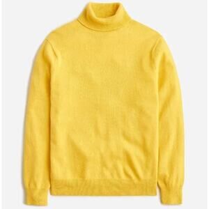 J.Crew Cashmere Turtleneck Sweater Yellow Classic Preppy Mens Medium BC523 NWT